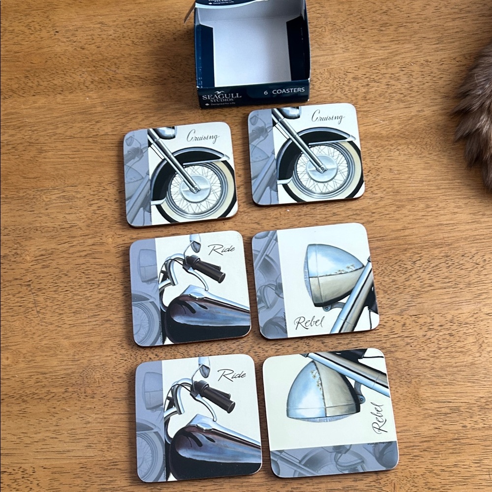 Seagull Studios Motorcycle Coasters Set - Black and Gray